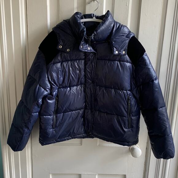 Orso Levi Shiny Colorblock Hooded Puffer Jacket - Picture 2 of 8